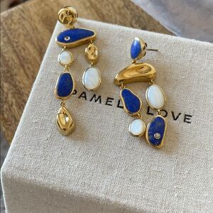 Pamela Love Palma Lapis Multi Drop Gold Tone Earrings